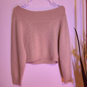 Knit Cropped Sweater Tan